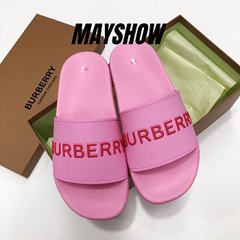 Burberry Embossed Logo Slides Pink Red