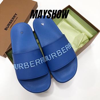 	 Burberry Embossed Logo Slides Navy