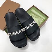 	 Burberry Embossed Logo Slides Black White - 2