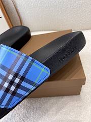 Burberry Embossed Blue Check Slides  - 5