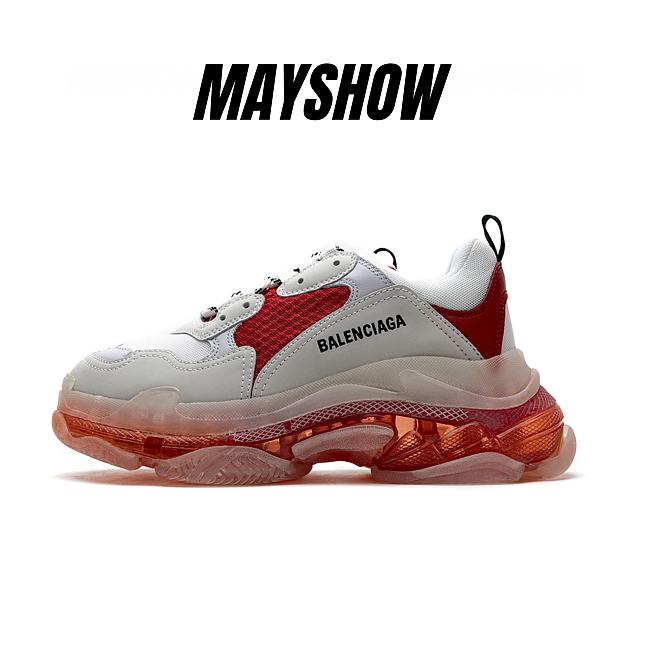 Balenciaga Triple S Clear Sole White Red -  544351 W09OH 6506 - 1