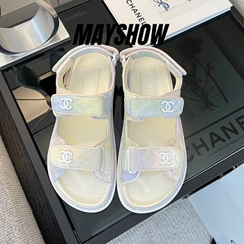 Chanel Iridescent Quilted Leather Dad Sandals