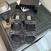 Chanel Black White Tweed Dad Sandals - 1