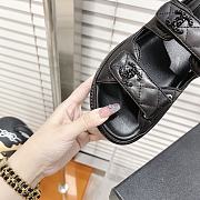 Chanel Full Black Quilted Leather Dad Sandals - 5