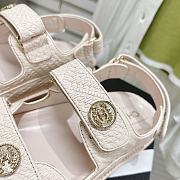 Chanel Pink Calfskin Printed Velcro Dad Sandals - 5