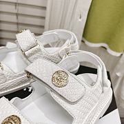 Chanel White Calfskin Printed Velcro Dad Sandals - 5