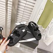 Chanel Black Calfskin Printed Velcro Dad Sandals - 2