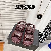 Chanel Burgundy Quilted Leather Dad Sandals - 1