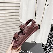 Chanel Burgundy Quilted Leather Dad Sandals - 4