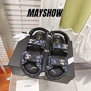 Chanel Blue Denim Graffiti Dad Sandals - 1