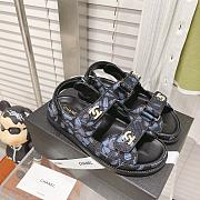 Chanel Blue Denim Graffiti Dad Sandals - 2