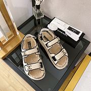 Chanel White Shearling Dad Sandals - 4