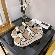 Chanel White Shearling Dad Sandals - 3