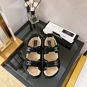 Chanel Black Shearling Dad Sandals - 4