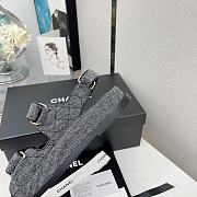 Chanel Grey Quilted Denim Dad Sneakers - 3