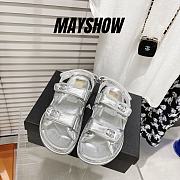 Chanel Silver Leather Dad Sandals - 1