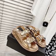 Chanel Patent Gold Leather Dad Sandals - 2