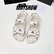 Chanel White Logo Printed Dad Sandals - 1