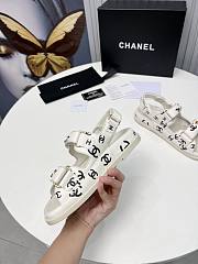 Chanel White Logo Printed Dad Sandals - 2