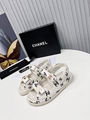 Chanel White Logo Printed Dad Sandals - 3