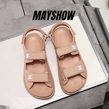 Chanel Rose Gold Rubber Dad Sandals 