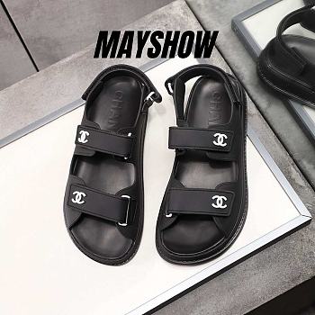 Chanel Black Rubber Dad Sandals