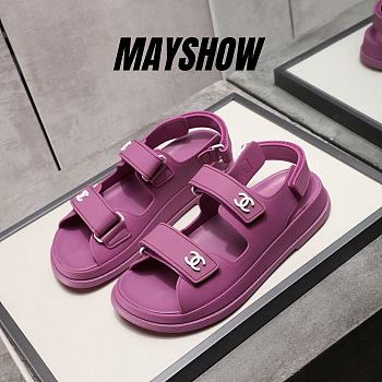 Chanel Purple Rubber Dad Sandals