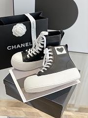 Chanel Heart Black Leather Sneakers  - 3