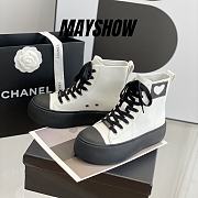 Chanel Heart WhiteLeather Sneakers - 1