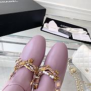 Chanel Pink Calfskin with Chain Ankle Boots - 3