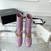 Chanel Pink Calfskin with Chain Ankle Boots - 2