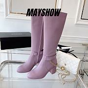 Chanel Pink Calfskin with Chain High Boots - 1