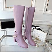 Chanel Pink Calfskin with Chain High Boots - 2