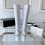 Chanel White Calfskin with Chain High Boots - 4