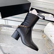 Chanel Black Calfskin with Chain Ankle Boots - 3