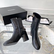 Chanel Black Calfskin with Chain Ankle Boots - 4