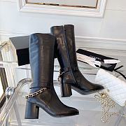 Chanel Black Calfskin with Chain High Boots - 4