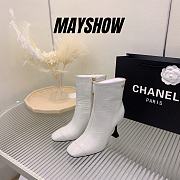 Chanel White Crocodile Block Ankle Boots - 1