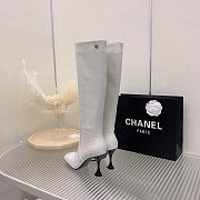 Chanel White Crocodile Block High Boots - 5