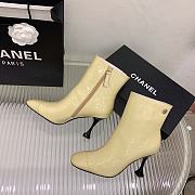 Chanel Cream Crocodile Block Ankle Boots - 4