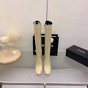 Chanel Cream Crocodile Block High Boots - 3