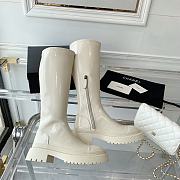 Chanel Cream White Patent Leather High Boots - 2