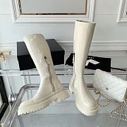 Chanel Cream White Patent Leather High Boots - 5