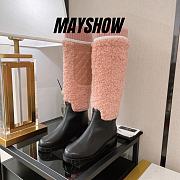 Chanel Pink Wool Knit High Boots - 1