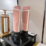 Chanel Pink Wool Knit High Boots - 2