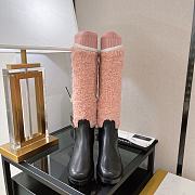 Chanel Pink Wool Knit High Boots - 5