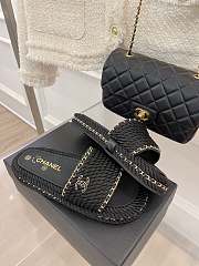 Chanel Black Braided Knit CC Mules - 2