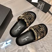 Chanel Black Gold Braided Knit CC Mules - 4