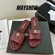 Chanel Burgundy Turnlock Gold Cc Logo Flats Quilted Sandals - 1