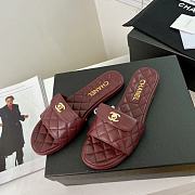 Chanel Burgundy Turnlock Gold Cc Logo Flats Quilted Sandals - 2